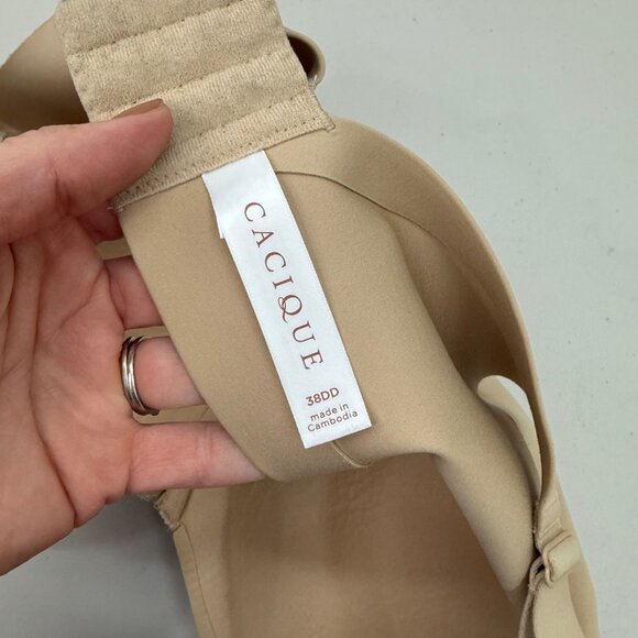 Cacique Lightly Lined Full Coverage Beige Adjustable Strap Bra Womens size 38DD - Picture 2 of 6
